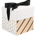 Cadeau doosje zwart wit goud dots and stripes - voor kerstbal of mok